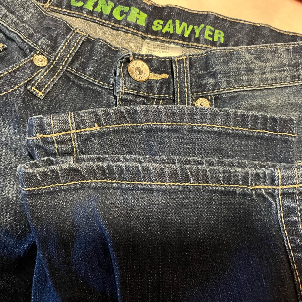 Cinch Men's Bootcut Jeans - Dark Blue Denim - Picture 3 of 4